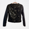 Classic Vintage Inspired Button Detail Leather Jacket