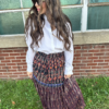 Aztec Print Gold Foiling Maxi Skirt