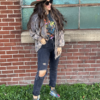 Charcoal Fiona Edgey Floral Overlay Flannel
